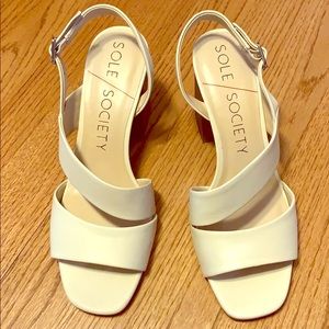 Sole society Jiya Cream Leather Sandals